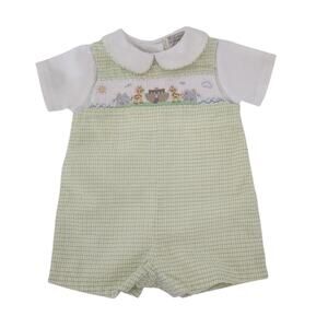 0-6M Noahs Ark theme smocked short romper